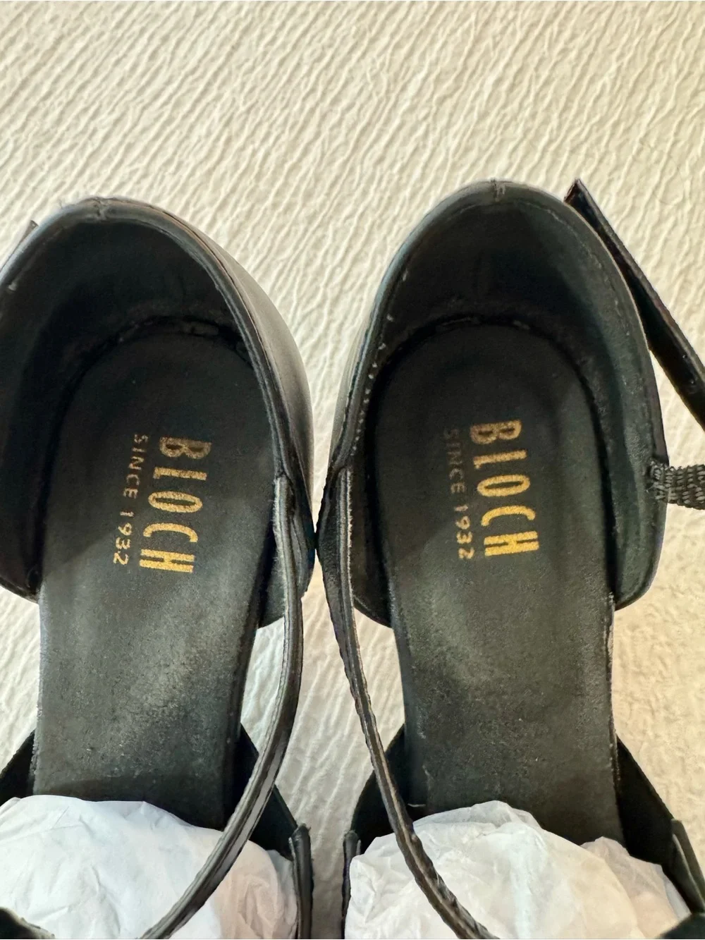 Bloch Chord T-Strap Character Shoes Black Leather 3” Heel Sz 9.5B